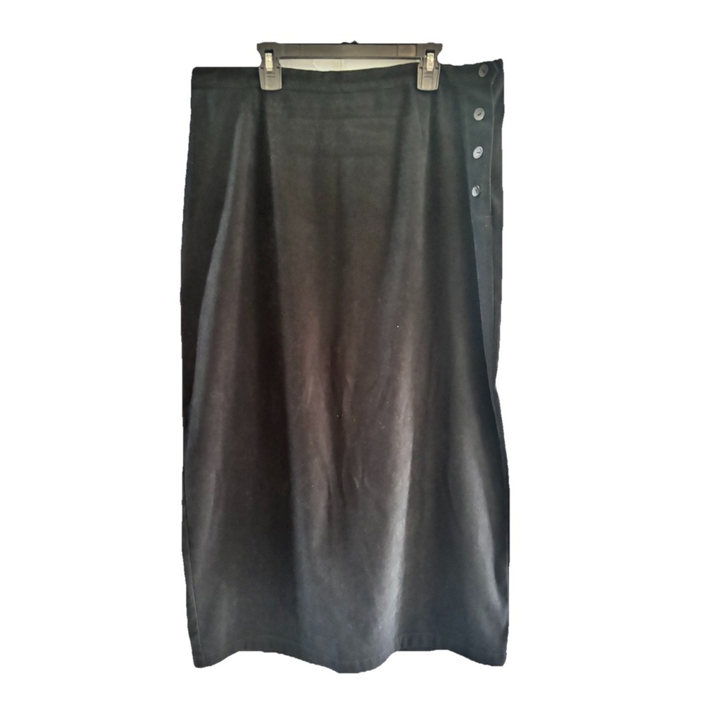 CHRISTOPHER & BANKS Womens 12 Black‎ Stretch Maxi Skirt Side Button Closure Slit
